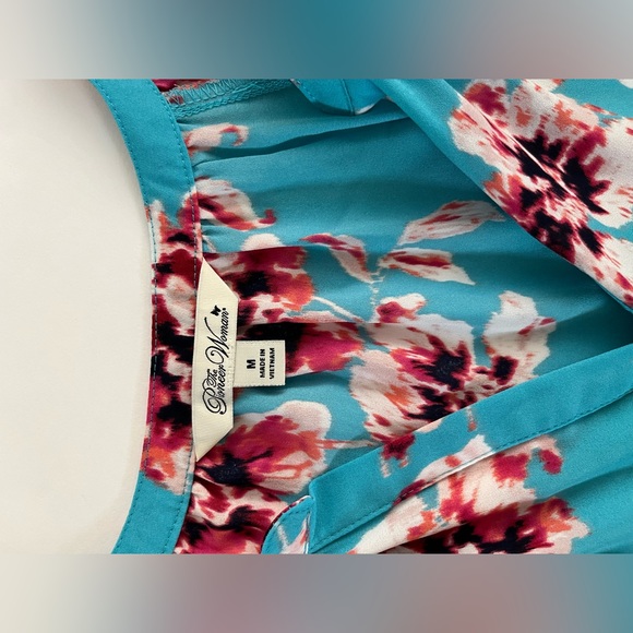 The Pioneer Woman   Tunic Top Blouse V Neck Semi- Sheer Size M Floral 3/4 Sleeve - Picture 11 of 15